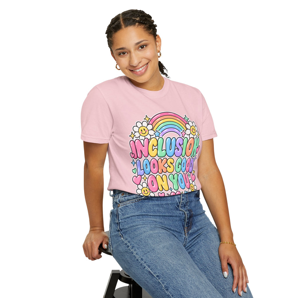 Inclusion Looks Good On You T-Shirt | Rainbow Smiles Graphic Tee
