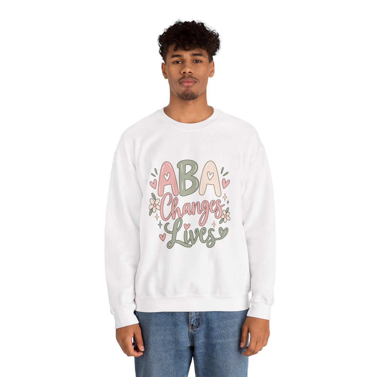 ABA Changes Lives Sweatshirt | Autism Therapy Awareness, Pastel Floral Design