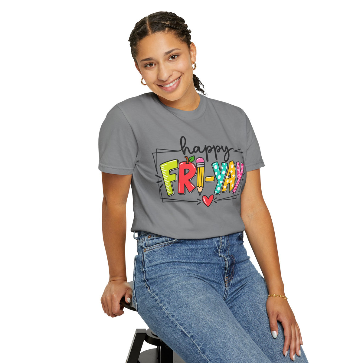 Happy Fri-yay Colorful Graphic T-shirt | Cute Friday Celebration Tee