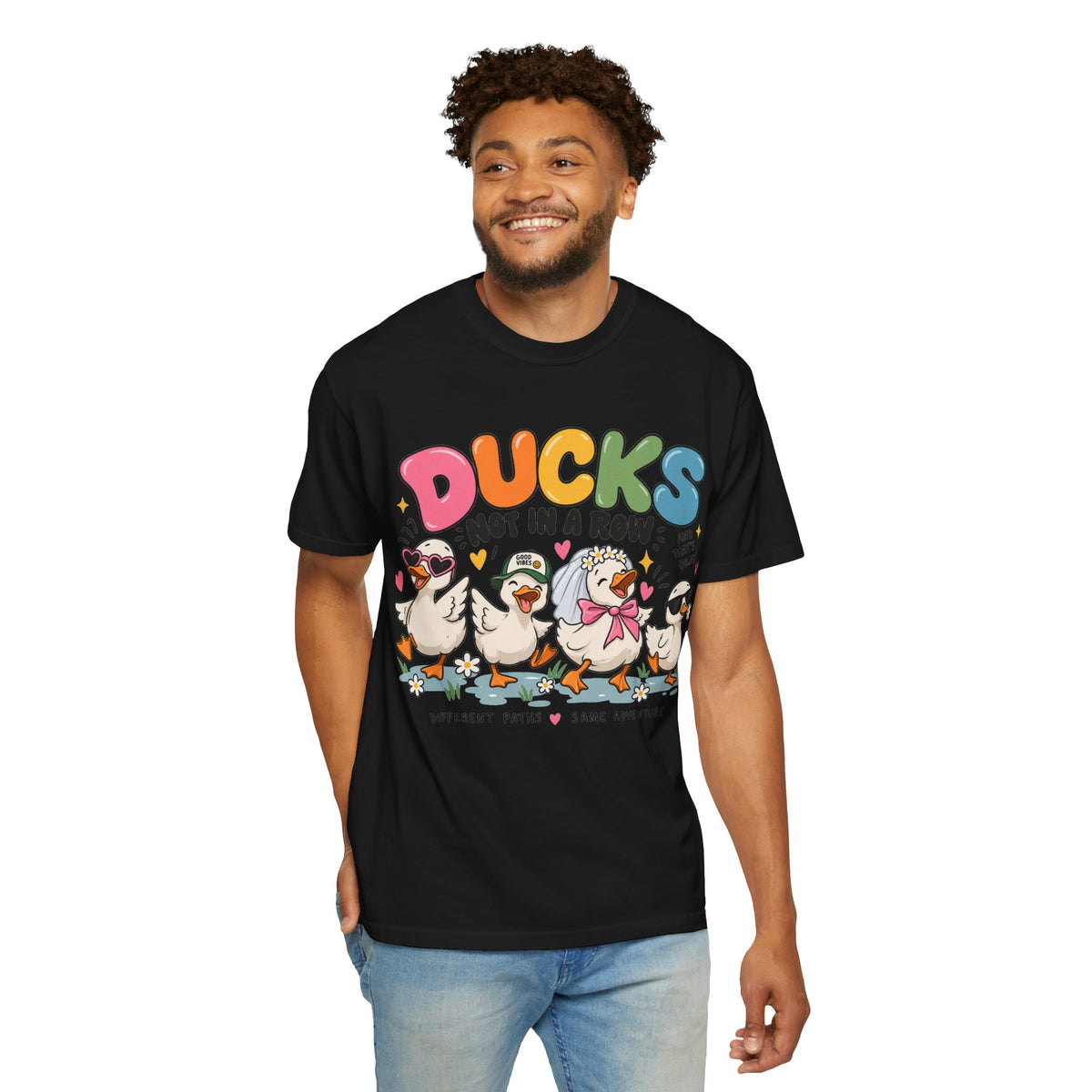 Ducks Not In A Row tee | Cute Duck Illustration T-Shirt, Different Paths Same Adventure