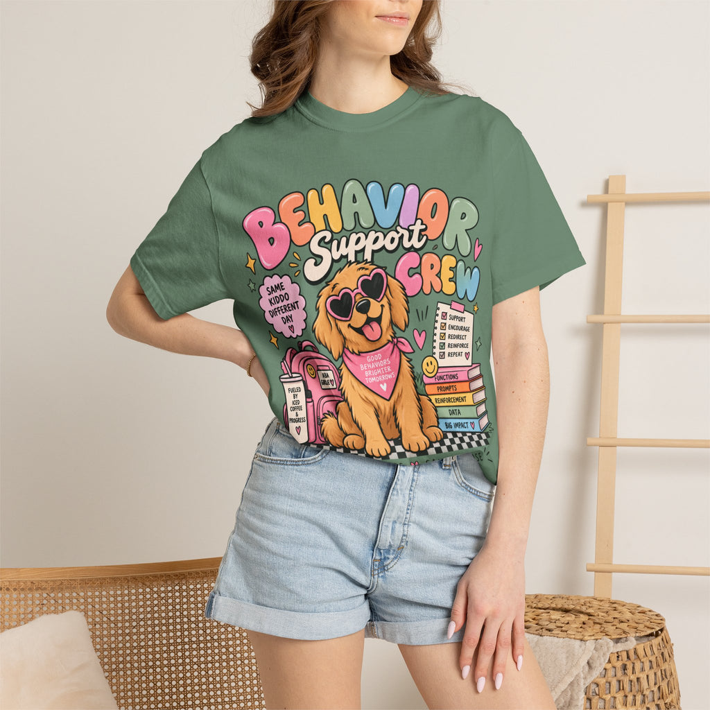 Behavior Support Crew T-shirt | Golden Retriever School Therapy Design