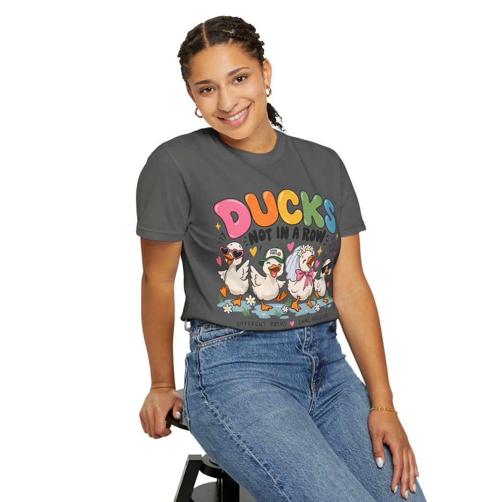 Ducks Not In A Row tee | Cute Duck Illustration T-Shirt, Different Paths Same Adventure
