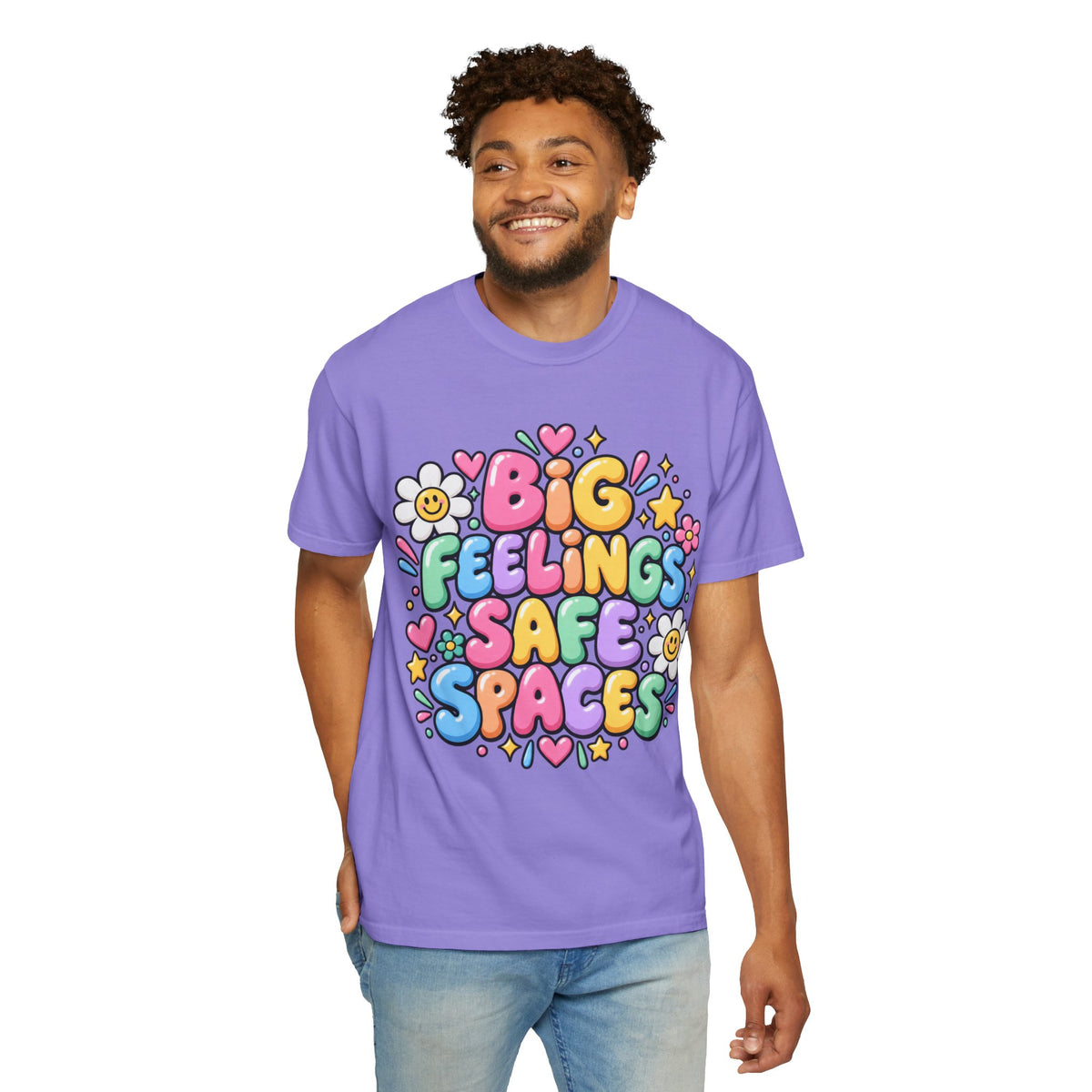 Big Feelings Safe Spaces T-shirt | Pastel Cute Floral Typography