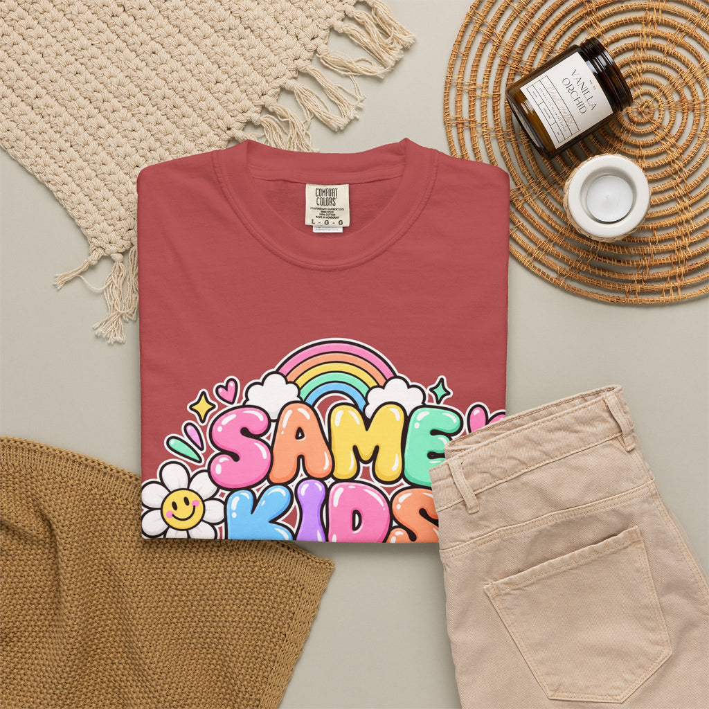Same Kids Different Day T-shirt | Retro Rainbow Floral Typography