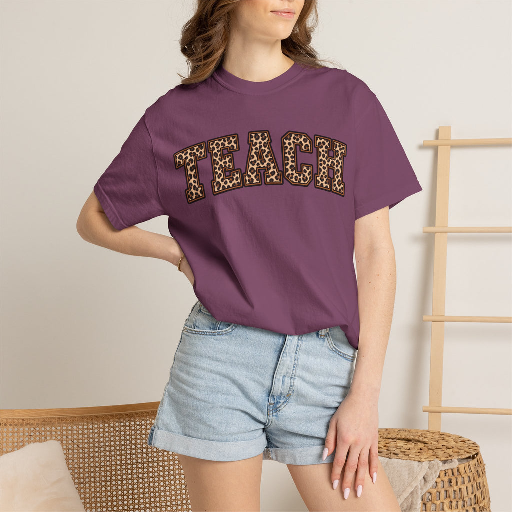 Leopard Print TEACH T-Shirt | Teacher Shirt, Animal Print Typography