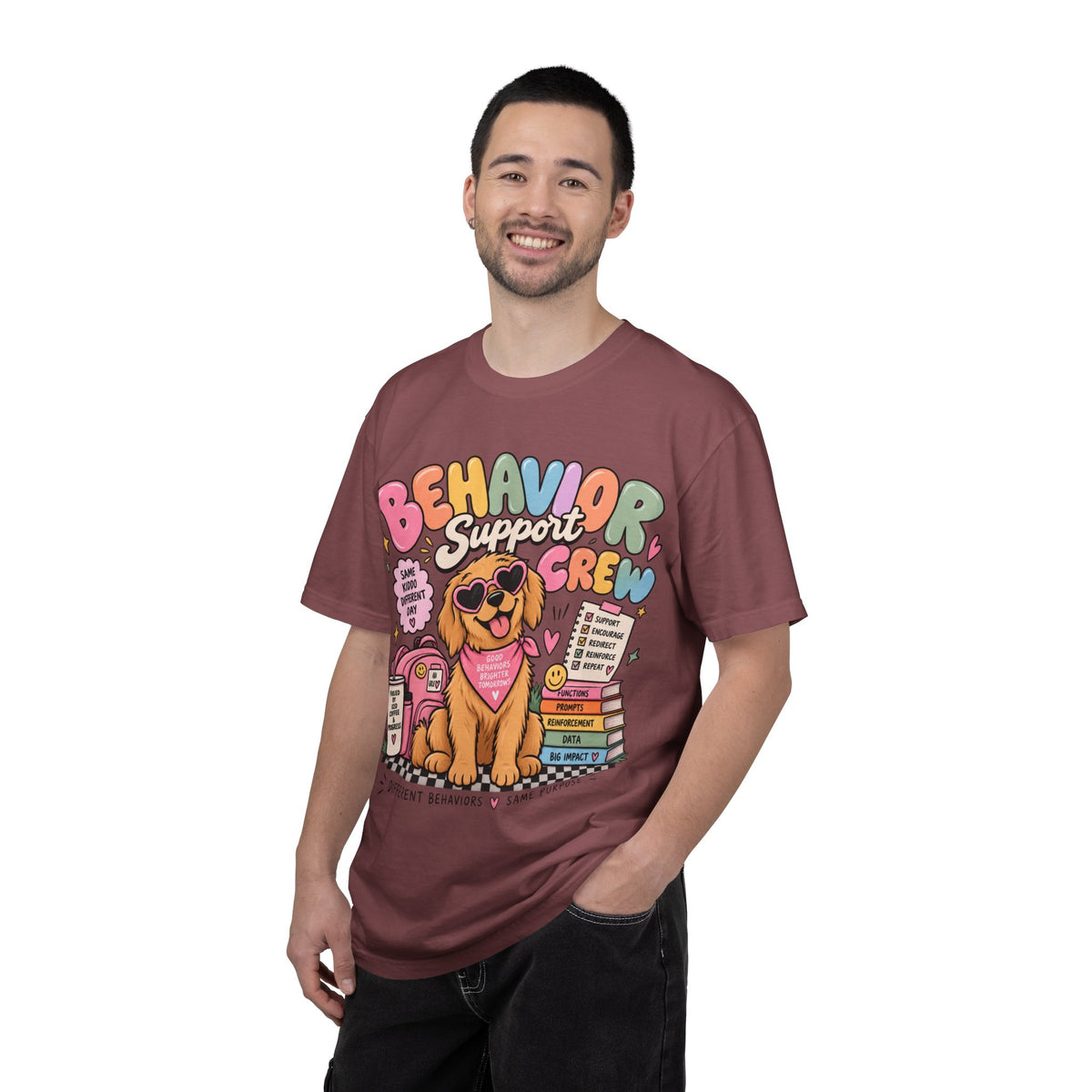 Behavior Support Crew T-shirt | Golden Retriever School Therapy Design