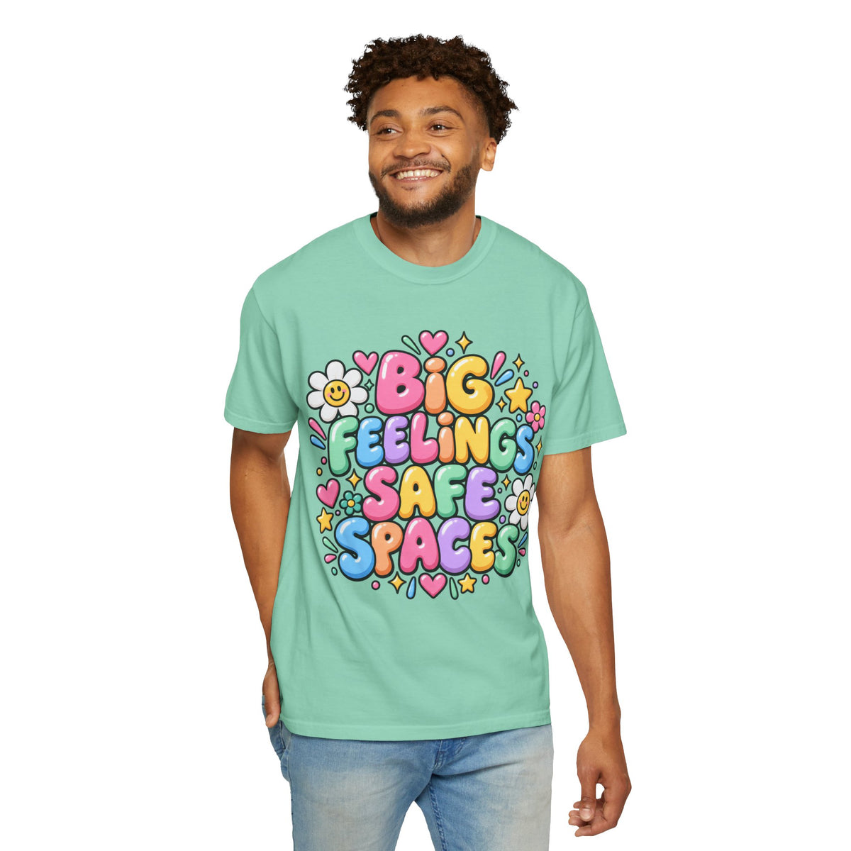 Big Feelings Safe Spaces T-shirt | Pastel Cute Floral Typography