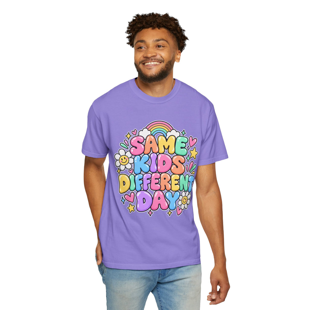 Same Kids Different Day T-shirt | Retro Rainbow Floral Typography