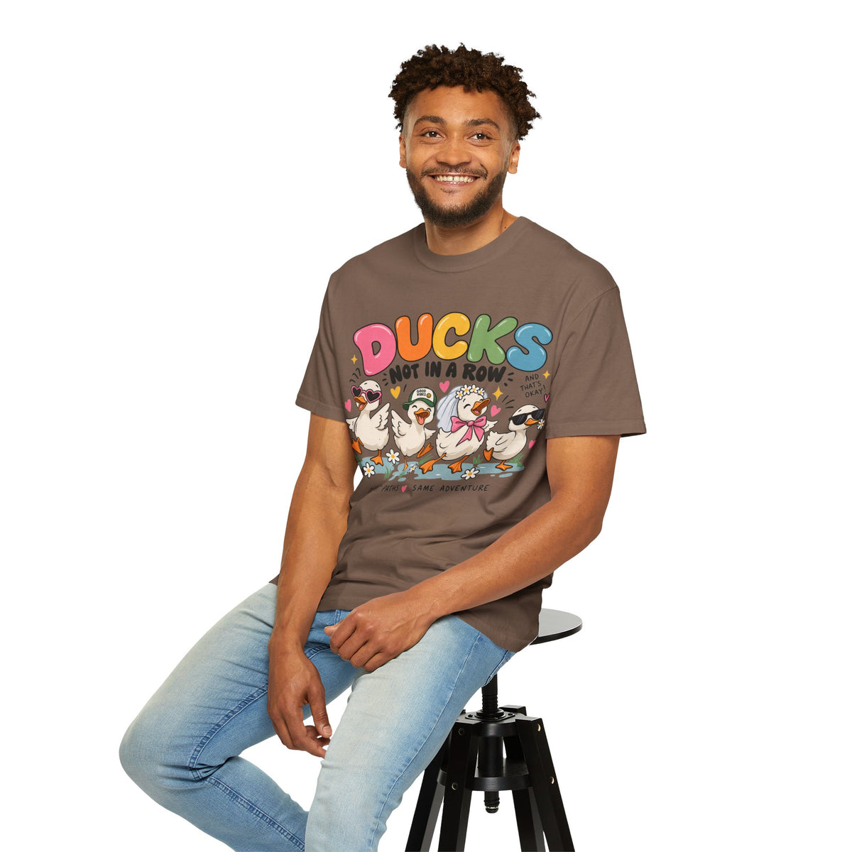 Ducks Not In A Row tee | Cute Duck Illustration T-Shirt, Different Paths Same Adventure