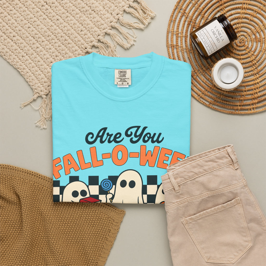 Fall-o-ween Ghosts Directions? T-shirt | Halloween pumpkin retro graphic
