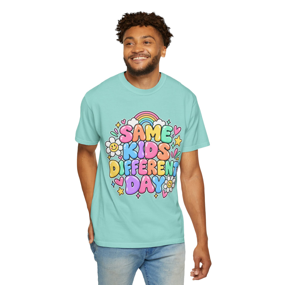 Same Kids Different Day T-shirt | Retro Rainbow Floral Typography
