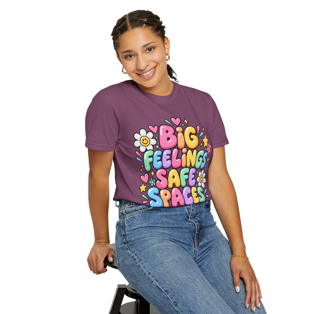 Big Feelings Safe Spaces T-shirt | Pastel Cute Floral Typography
