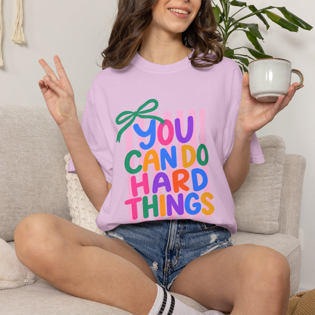 You Can Do Hard Things T-shirt | Colorful Motivational Typography