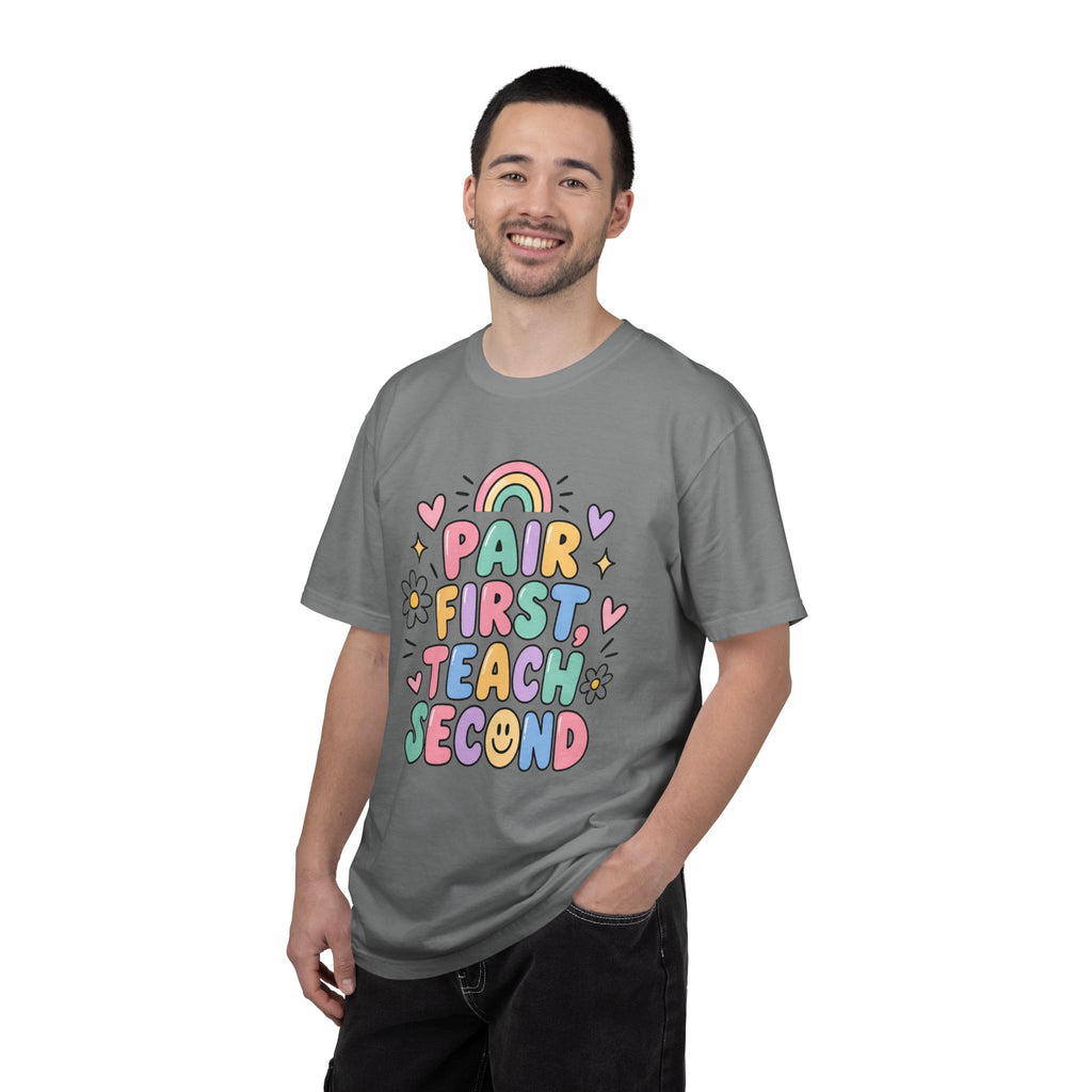 Pair First Teach Second T-Shirt | Cute Rainbow Classroom Design