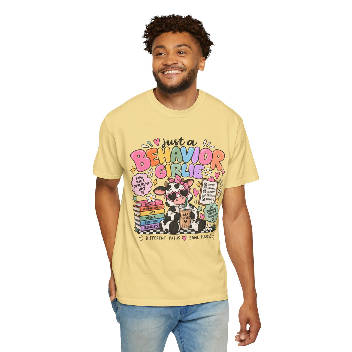 Just a Behavior Girl T-shirt | Cute Cow Therapist Illustration