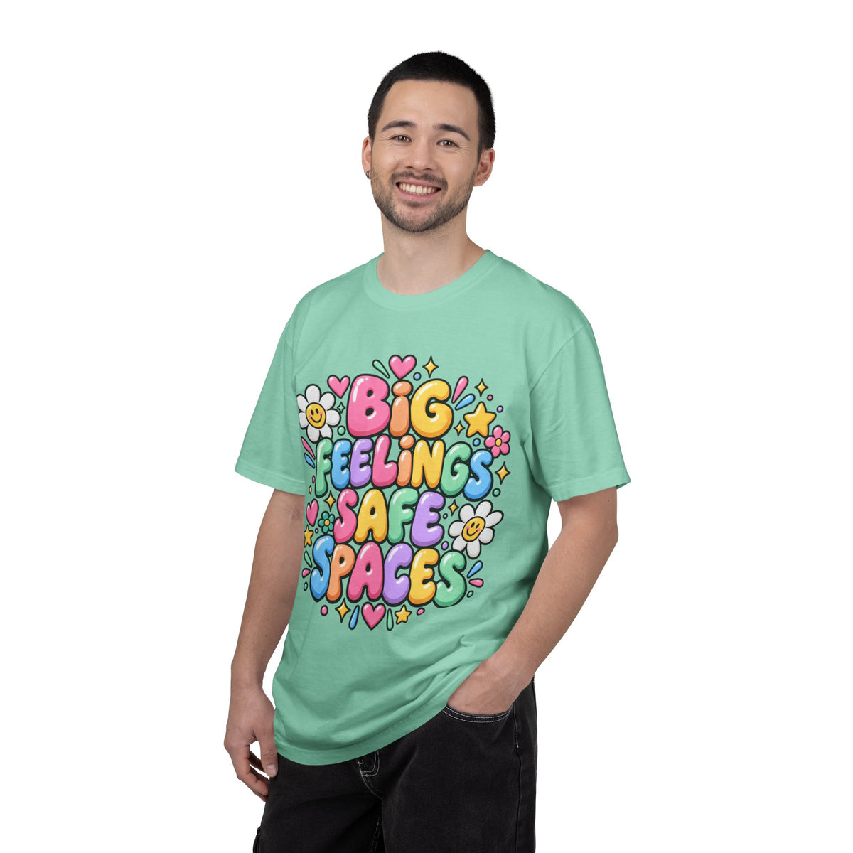 Big Feelings Safe Spaces T-shirt | Pastel Cute Floral Typography