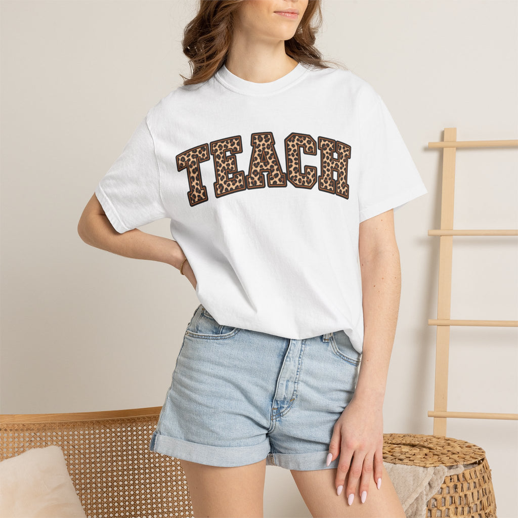 Leopard Print TEACH T-Shirt | Teacher Shirt, Animal Print Typography