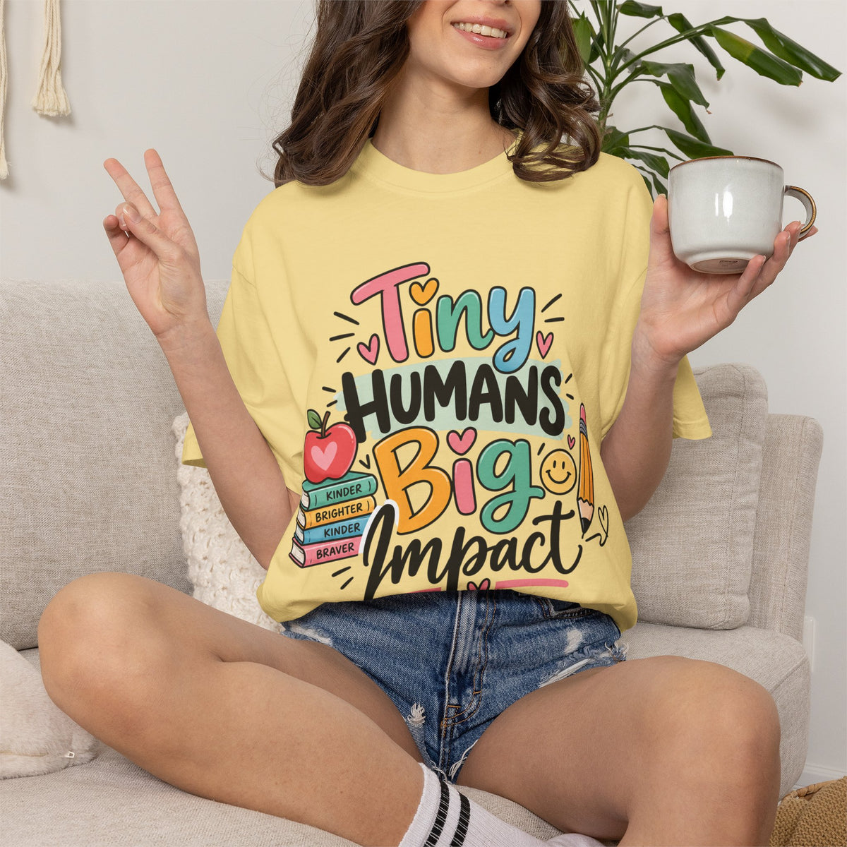 Tiny Humans Big Impact T-shirt | Teacher Kids Classroom Design