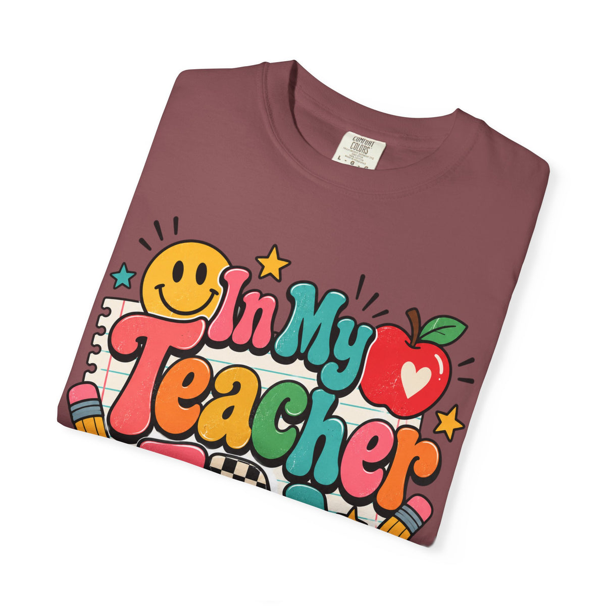 In My Teacher Era T-shirt | Retro School Graphic, Apple & Pencils