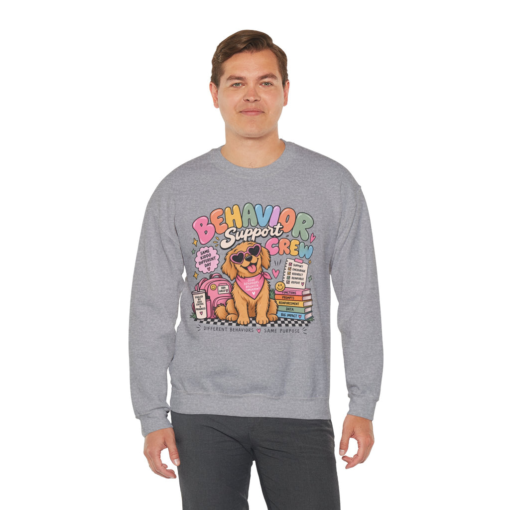 Behavior Support Crew sweatshirt | School Therapy Dog Design, Books & Classroom Icons