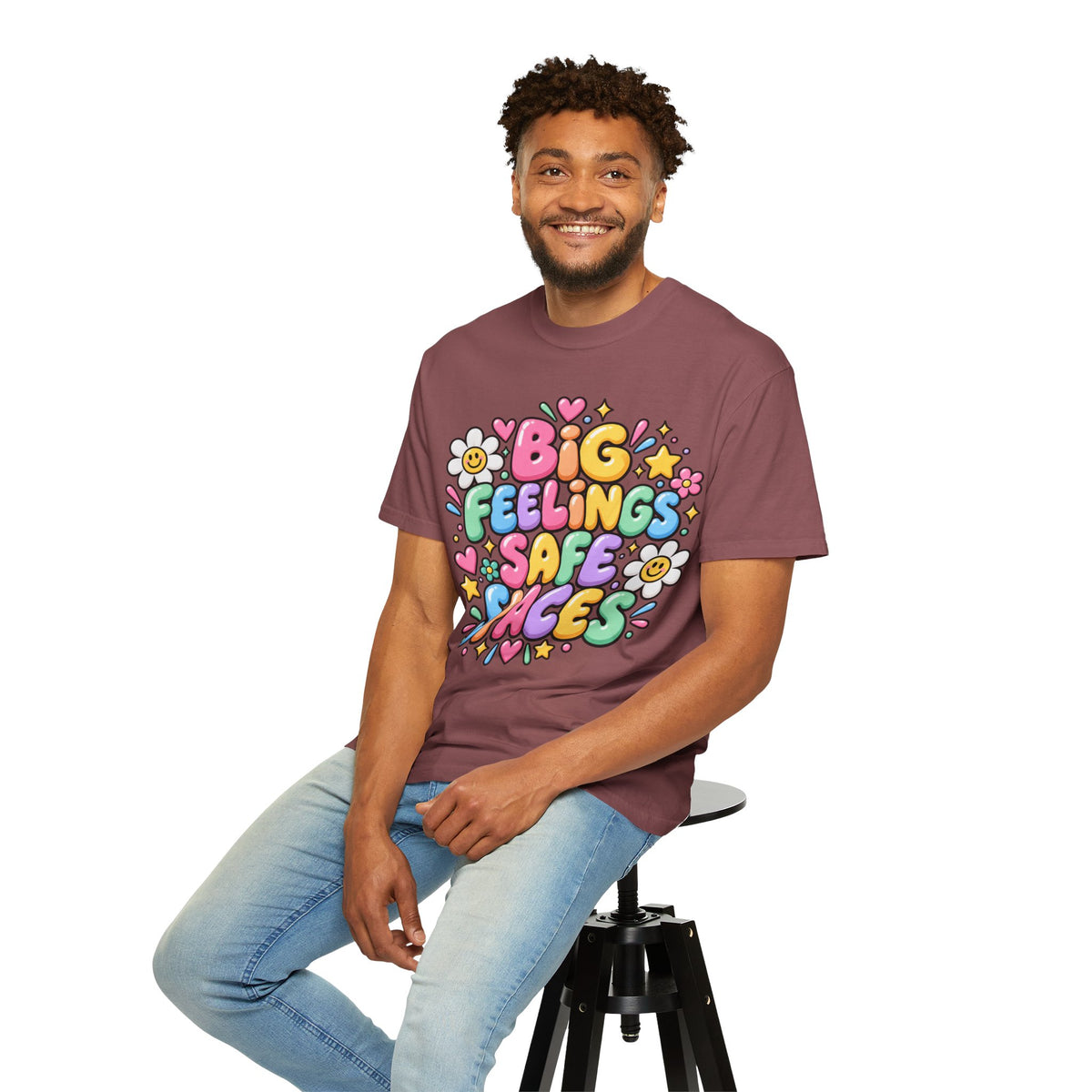 Big Feelings Safe Spaces T-shirt | Pastel Cute Floral Typography