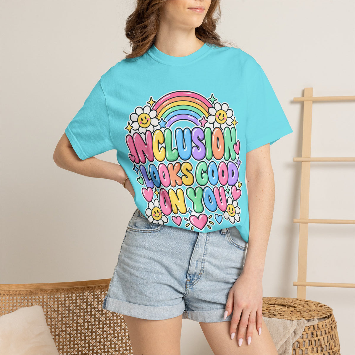 Inclusion Looks Good On You T-Shirt | Rainbow Smiles Graphic Tee