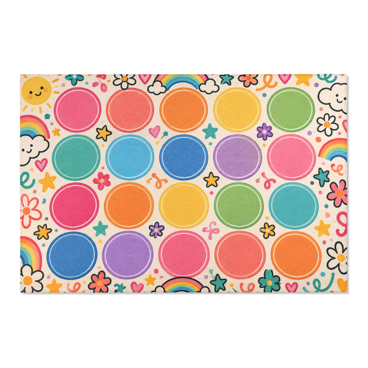 Colorful Rainbow Dots Playful Pattern Area Rug | Kids Nursery Decor