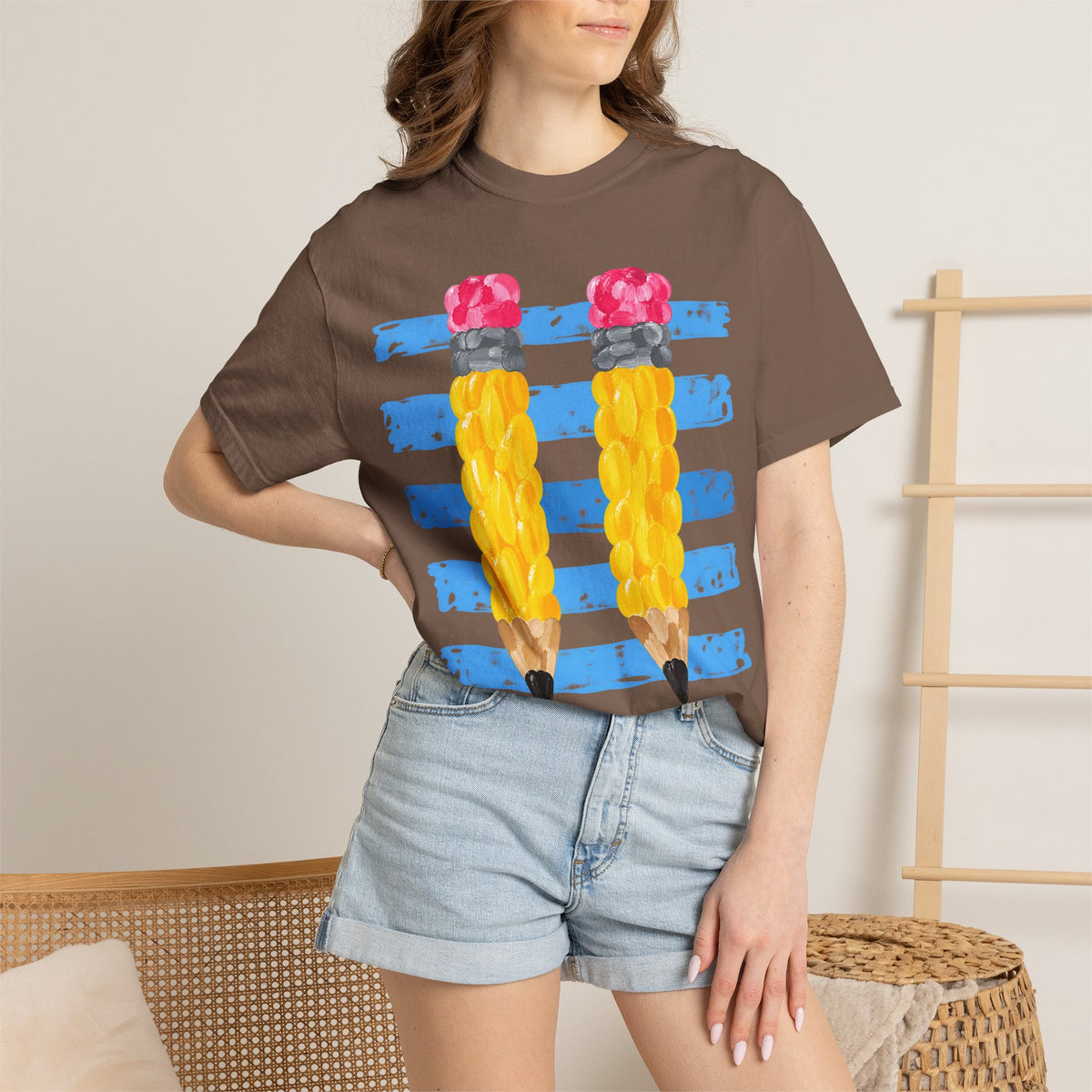 Braided Pencil Illustration T-Shirt | School Art Teacher Tee