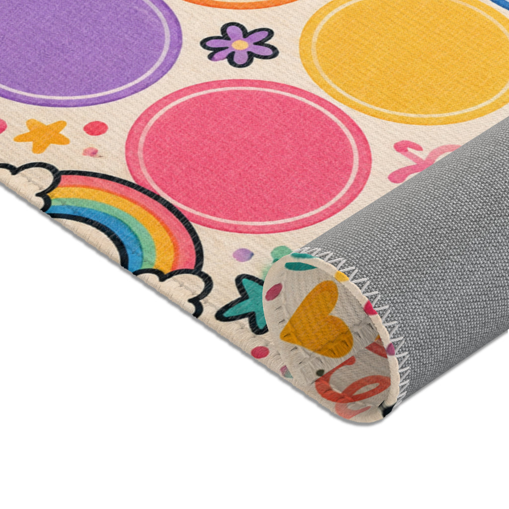 Colorful Rainbow Dots Playful Pattern Area Rug | Kids Nursery Decor