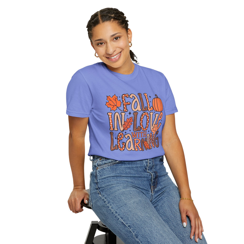 Fall in Love with Learning T-Shirt | Teacher Autumn Pumpkin Leaves