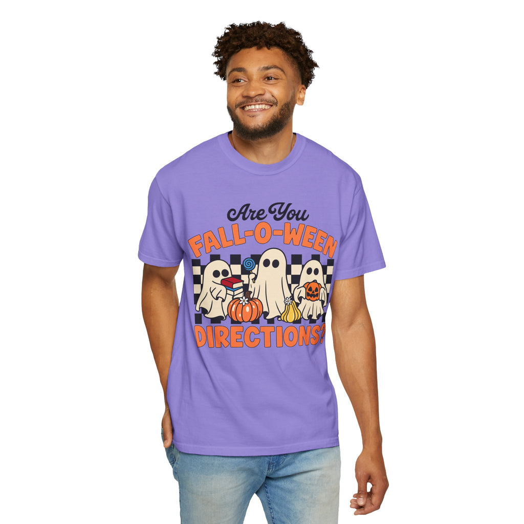 Fall-o-ween Ghosts Directions? T-shirt | Halloween pumpkin retro graphic