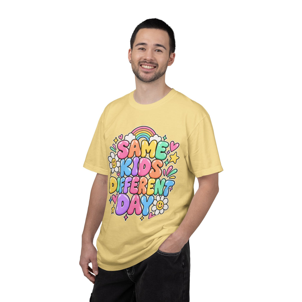 Same Kids Different Day T-shirt | Retro Rainbow Floral Typography