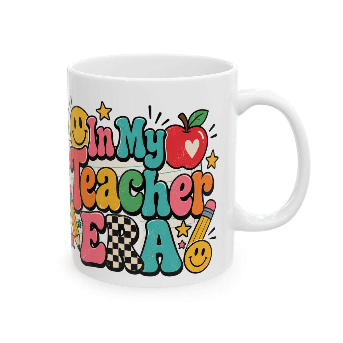 My Teacher Era Mug | Colorful Retro Teacher Illustration Ceramic Mug
