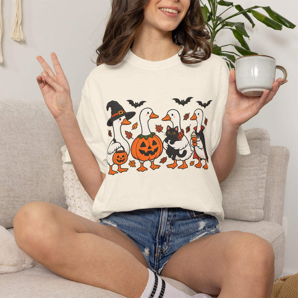 Halloween Ducks T-shirt | Geese in Costumes, Pumpkin Jack-O’-Lantern