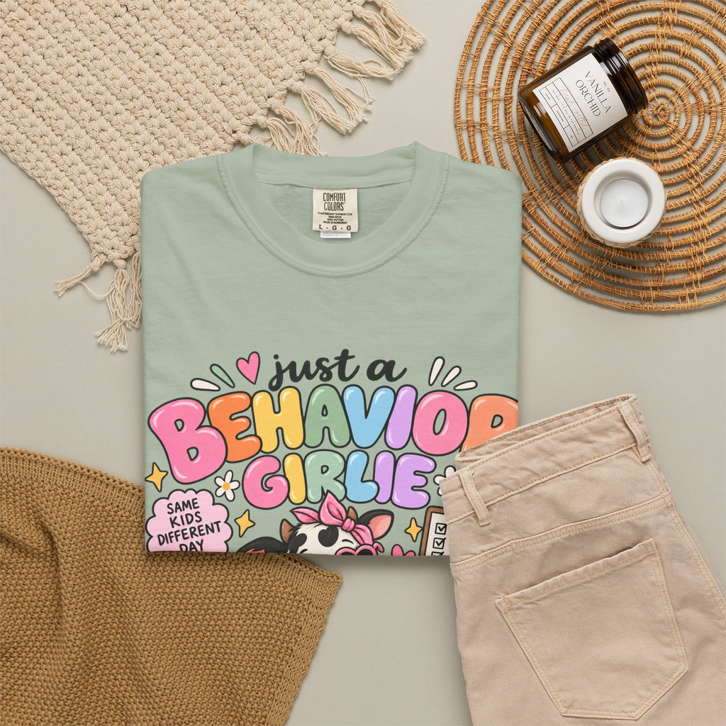 Just a Behavior Girl T-shirt | Cute Cow Therapist Illustration