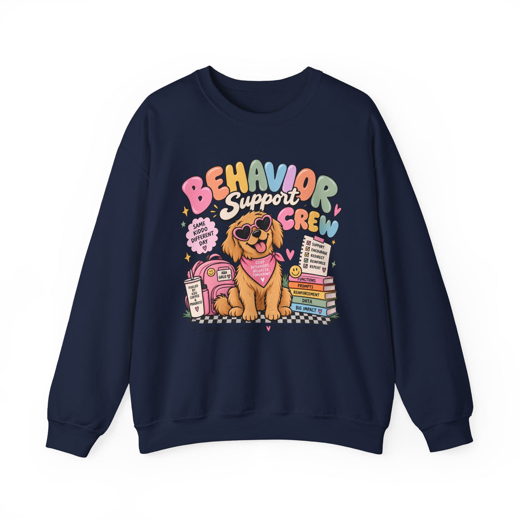 Behavior Support Crew sweatshirt | School Therapy Dog Design, Books & Classroom Icons