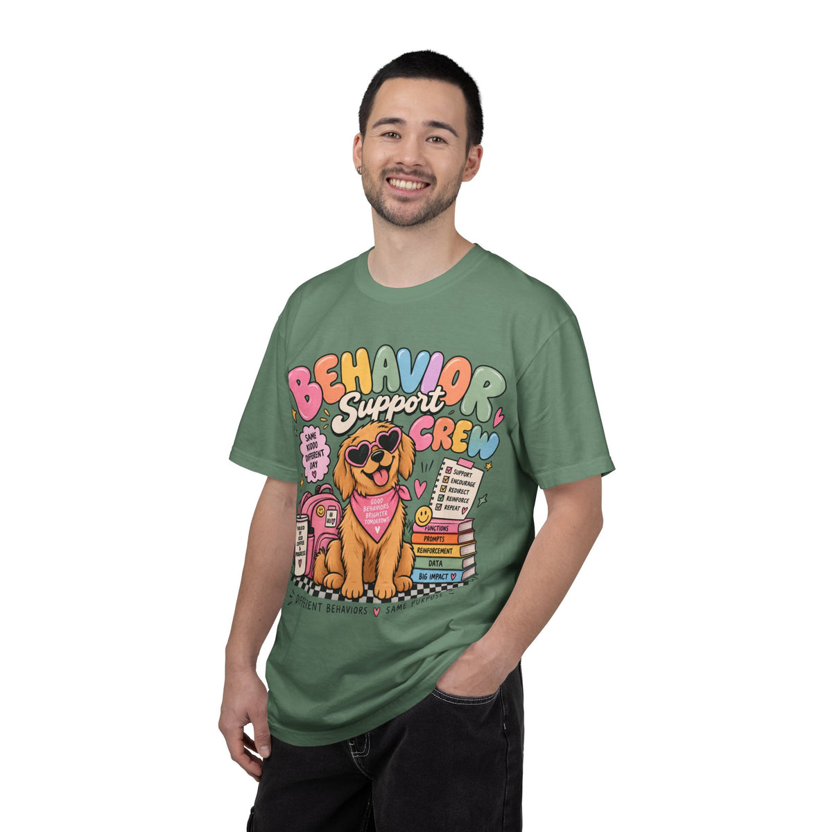 Behavior Support Crew T-shirt | Golden Retriever School Therapy Design