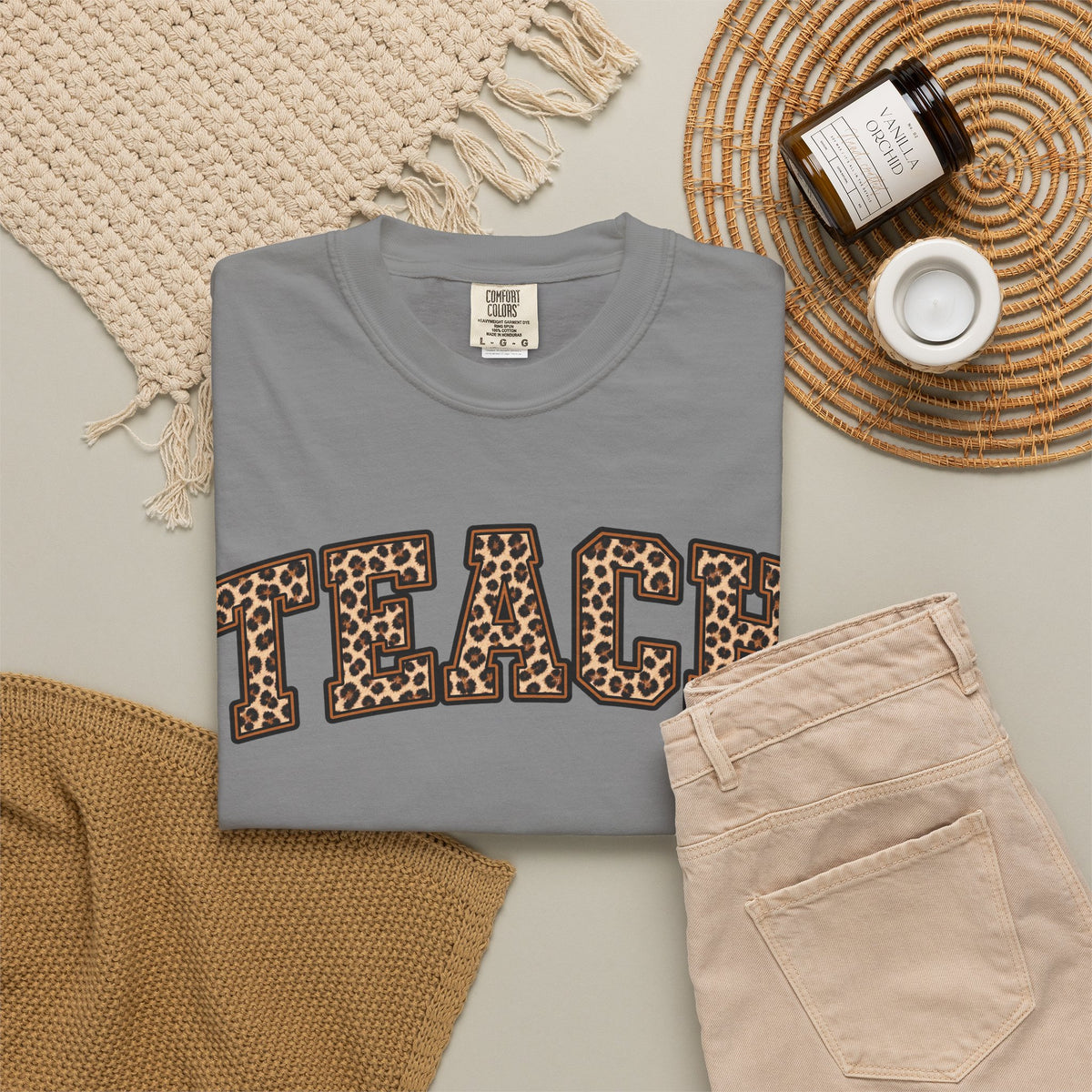 Leopard Print TEACH T-Shirt | Teacher Shirt, Animal Print Typography