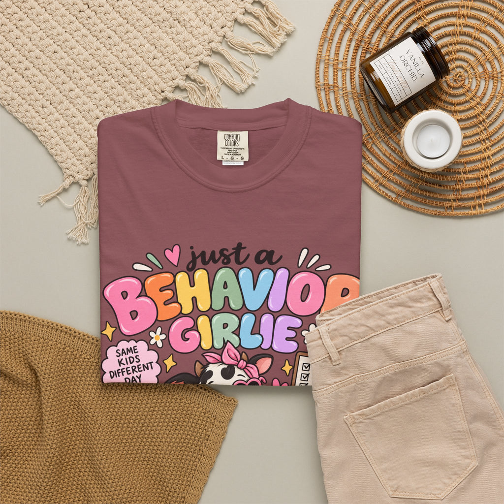 Just a Behavior Girl T-shirt | Cute Cow Therapist Illustration