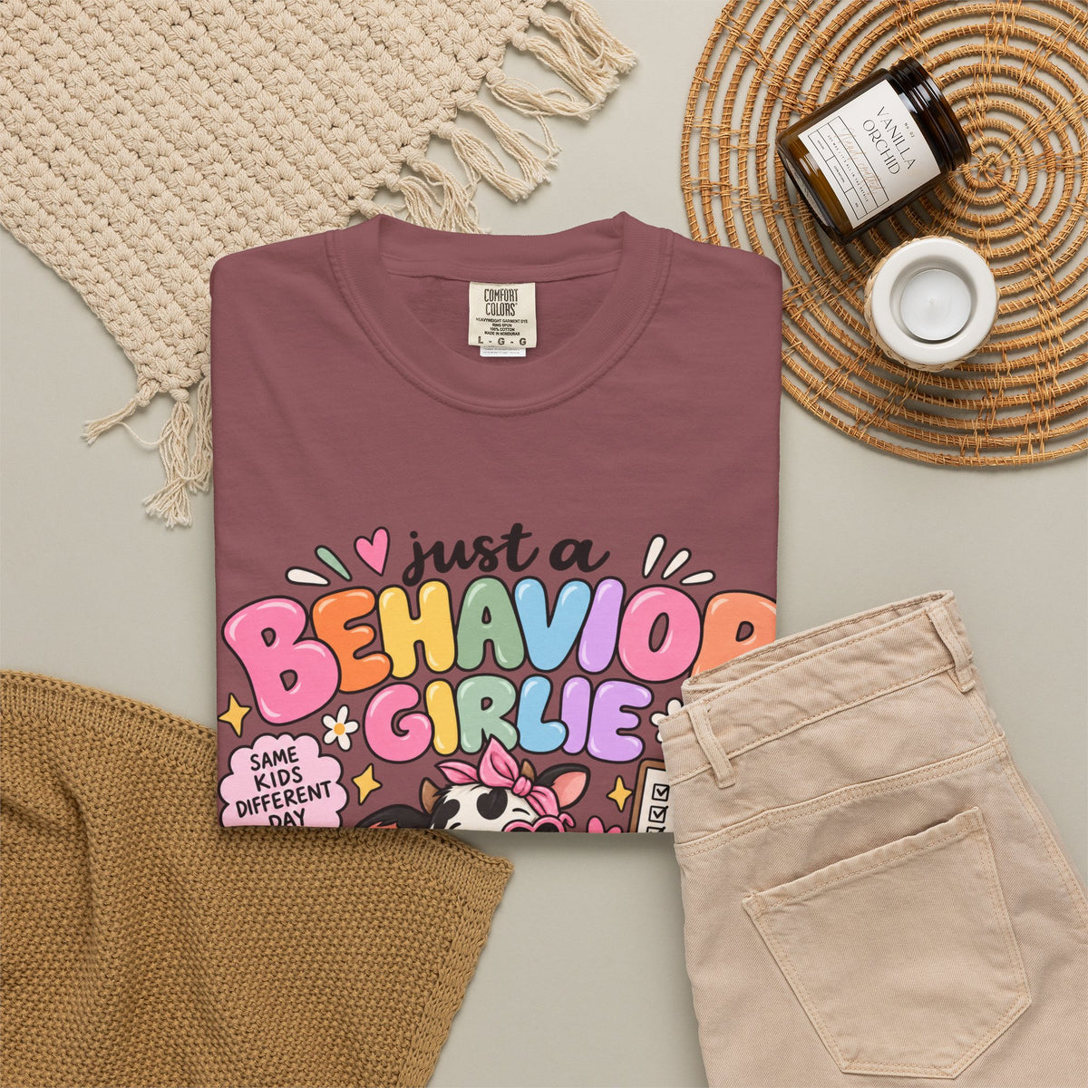 Just a Behavior Girl T-shirt | Cute Cow Therapist Illustration
