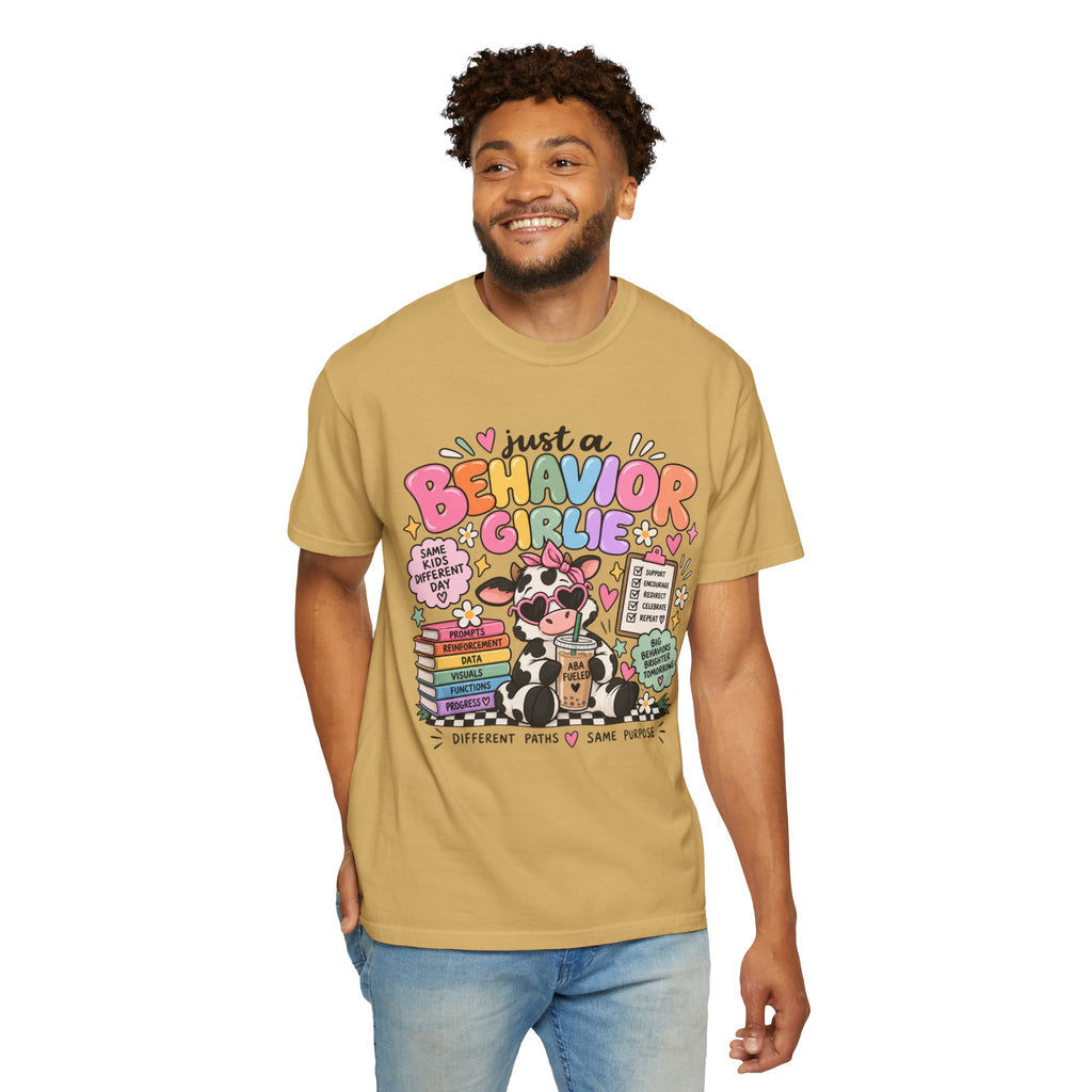 Just a Behavior Girl T-shirt | Cute Cow Therapist Illustration