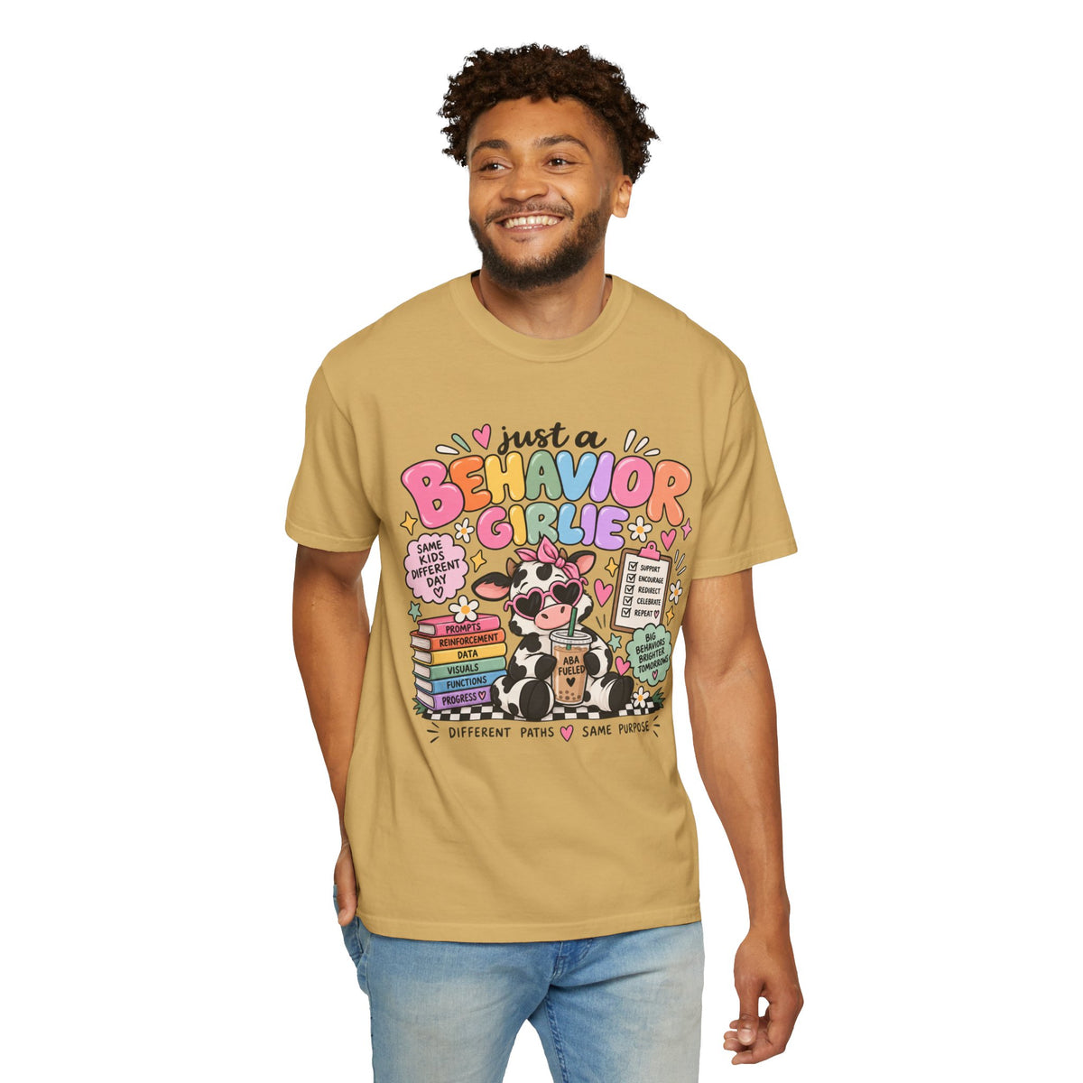 Just a Behavior Girl T-shirt | Cute Cow Therapist Illustration