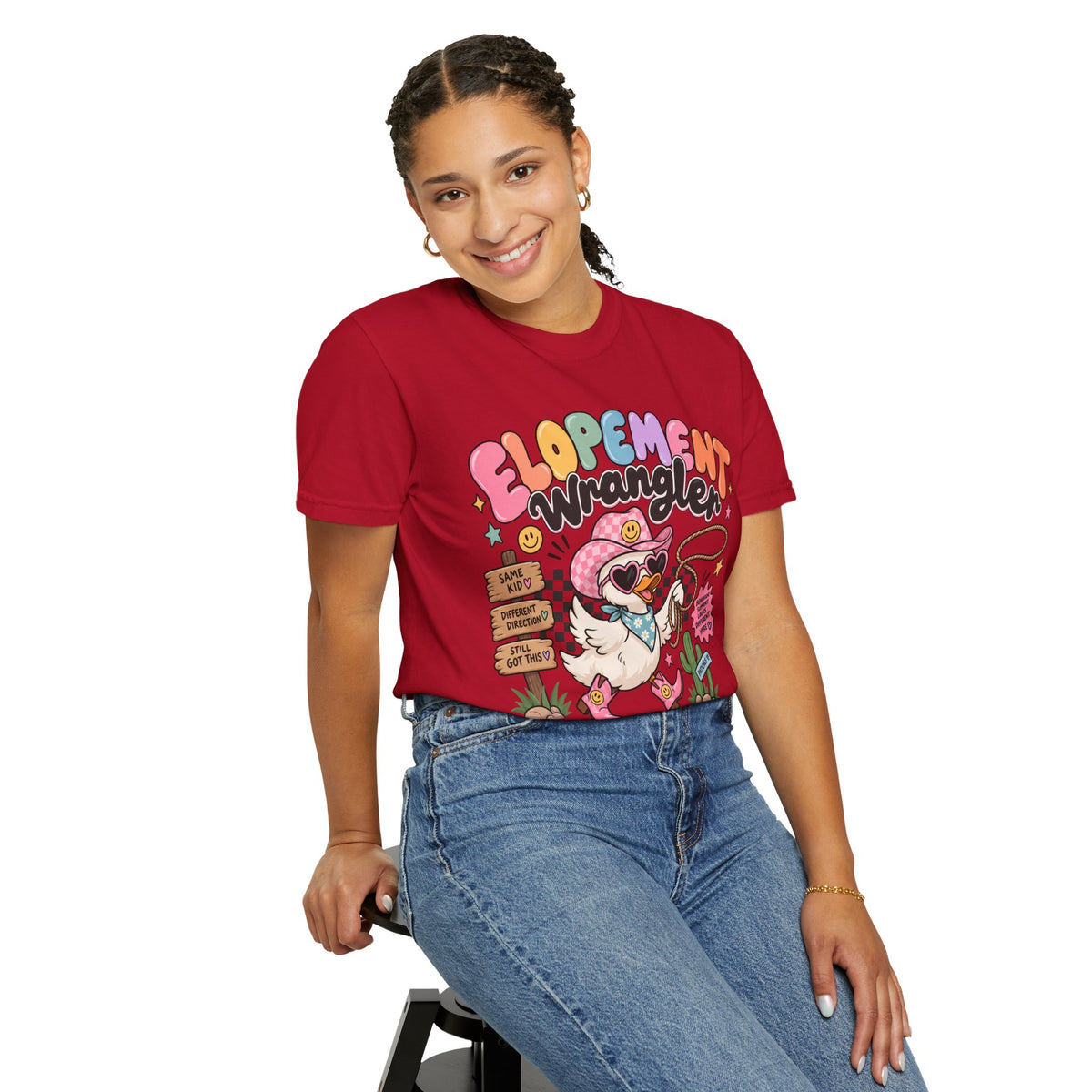 Elopement T-shirt | Cute Cowboy Sloth Illustration, Western Floral Tee
