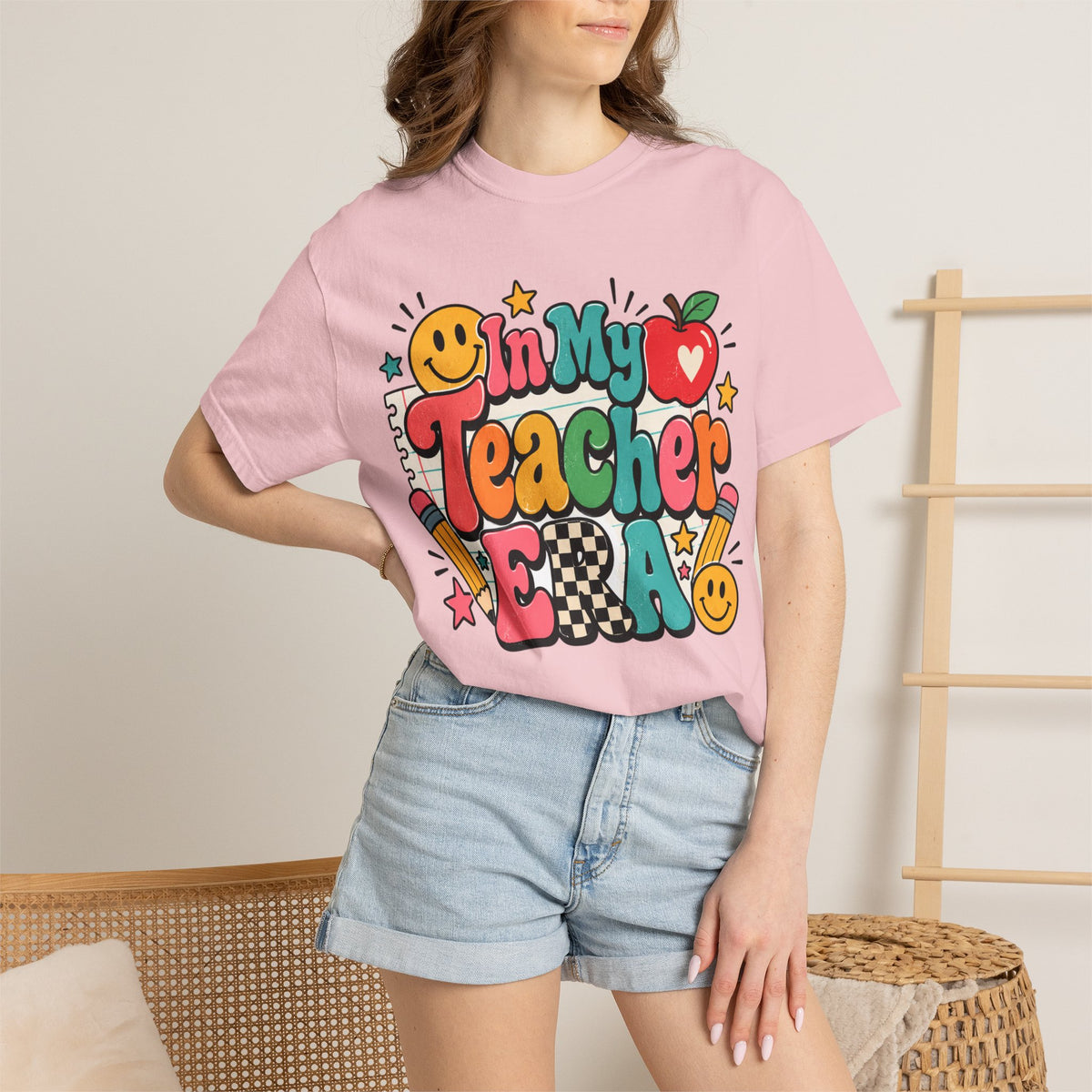 In My Teacher Era T-shirt | Retro School Graphic, Apple & Pencils