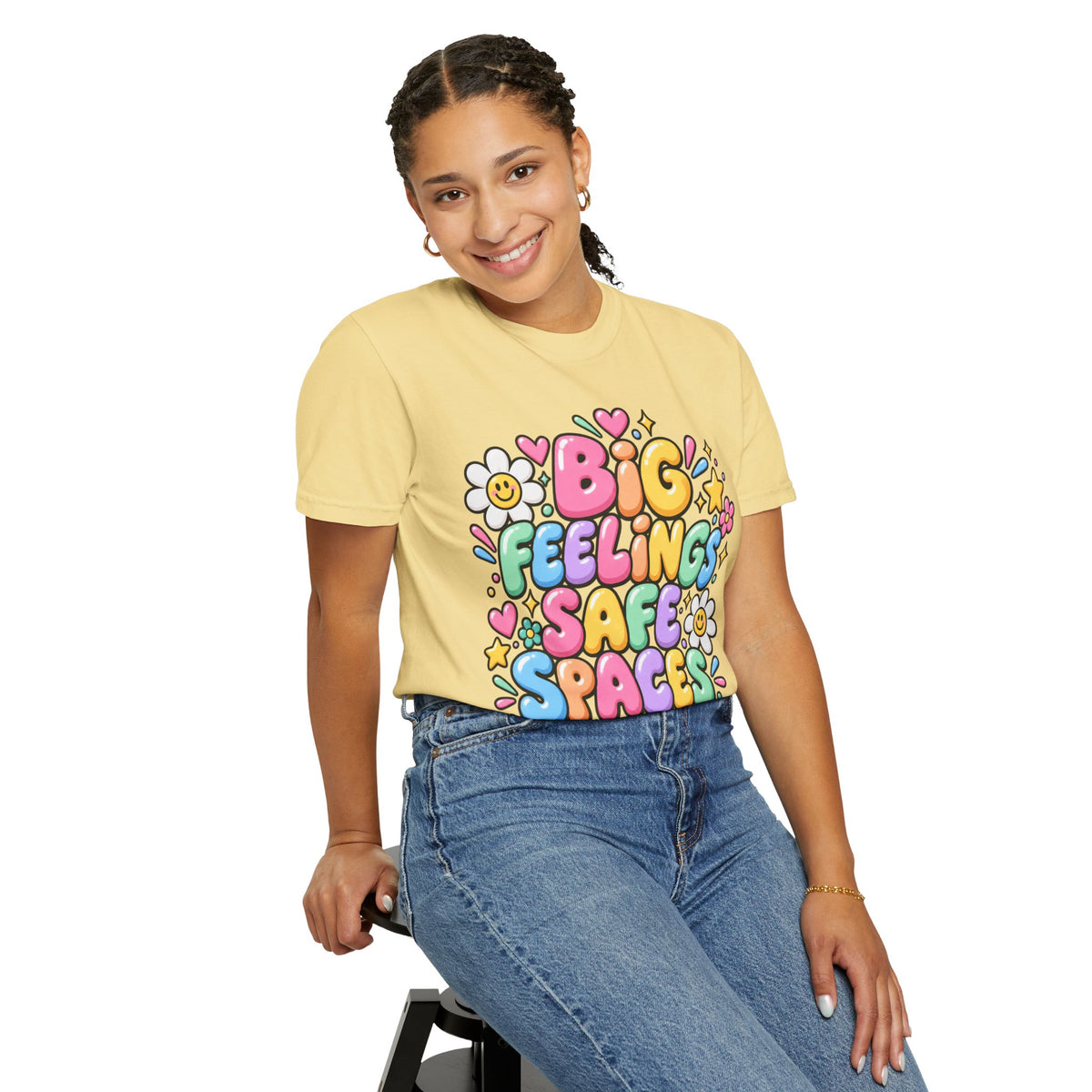 Big Feelings Safe Spaces T-shirt | Pastel Cute Floral Typography