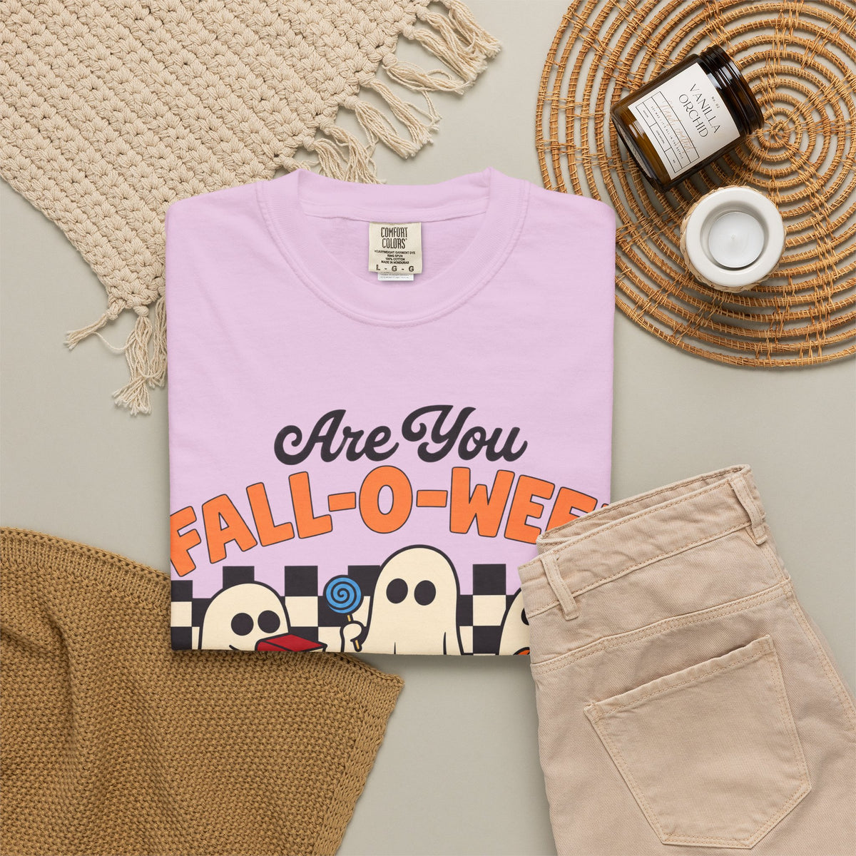 Fall-o-ween Ghosts Directions? T-shirt | Halloween pumpkin retro graphic