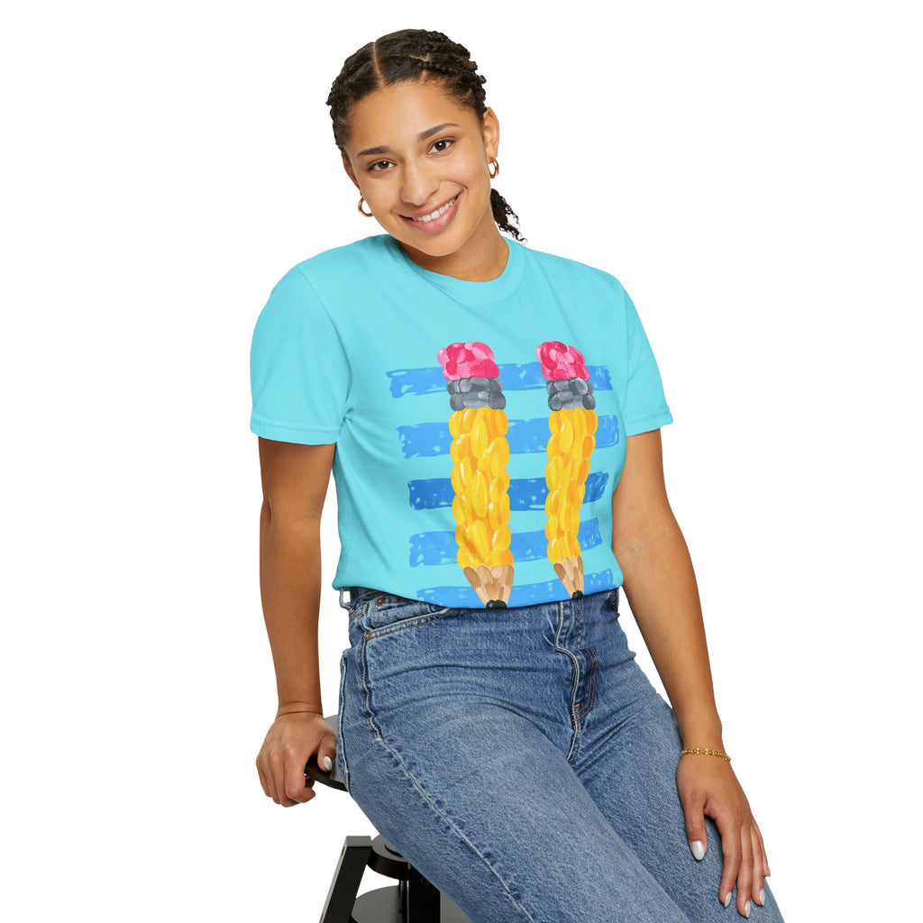 Braided Pencil Illustration T-Shirt | School Art Teacher Tee