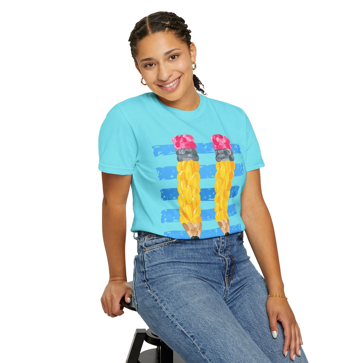 Braided Pencil Illustration T-Shirt | School Art Teacher Tee