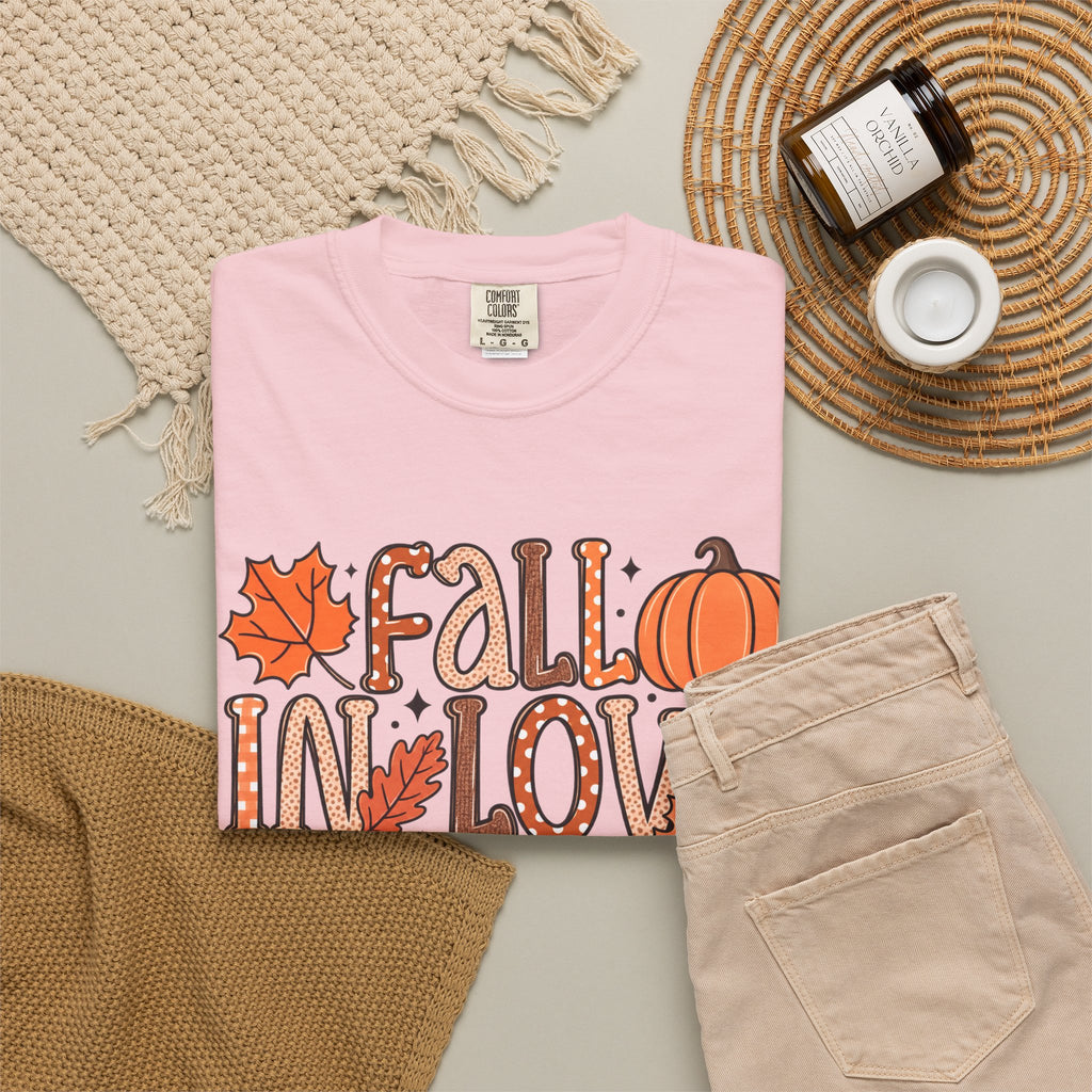 Fall in Love with Learning T-Shirt | Teacher Autumn Pumpkin Leaves