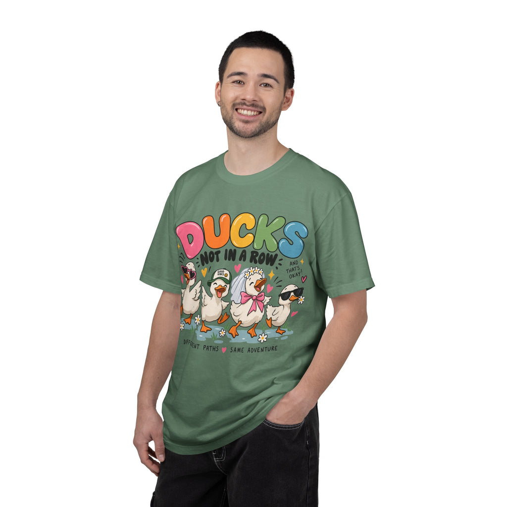 Ducks Not In A Row tee | Cute Duck Illustration T-Shirt, Different Paths Same Adventure